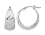 Sterling Silver Satin and Diamond-Cut Hoop Earrings
